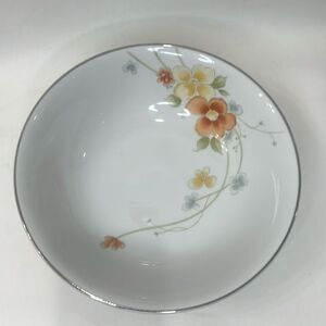 Annabelle Fine China Japan Dessert Bowl 5 1/2 In Round Yellow Floral Silver Rim